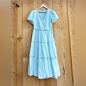 Marigold Anthropologie Long Wrap Tiered Dress Sz Medium